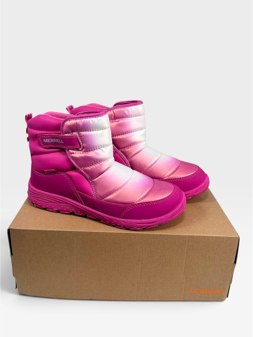Merrell Kids Polar Puffer Snow Boots Pink Ombre Metallic Size 7 Youth 7M NWOB